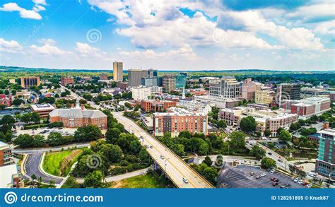 aerial view  downtown greenville south carolina skyline stock image