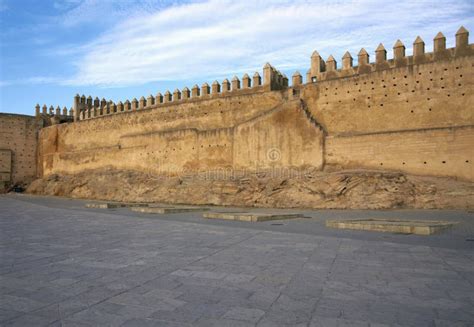 fortified city walls stock photo image  morocco gate