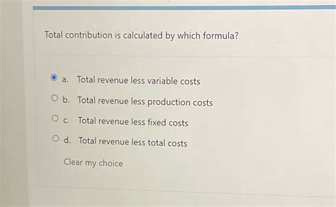 solved total contribution  calculated   formula   total