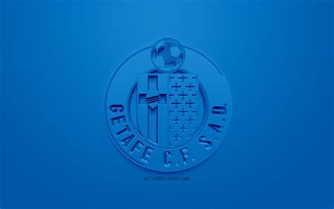 wallpapers getafe cf creative  logo blue background  emblem spanish football
