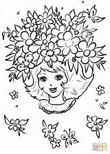 Coloring Flower Girl Crown Pages Drawing Printable Girls sketch template
