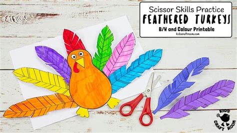 paper feathered turkey craft  scissor practice kids craft room