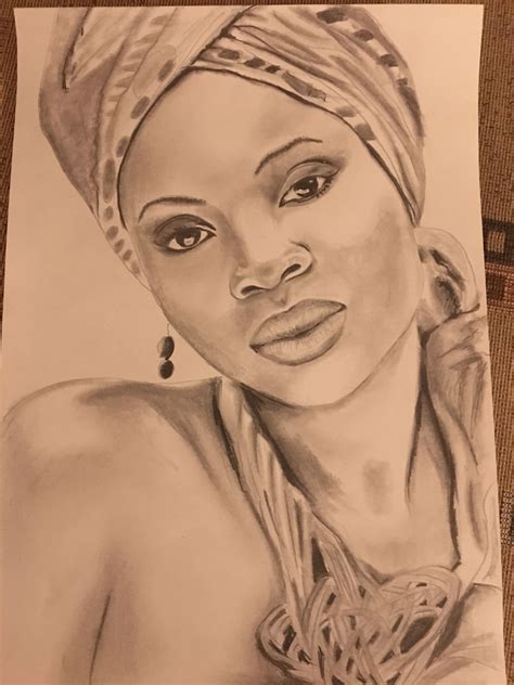 genial dessin visage femme africaine noir  blanc idees