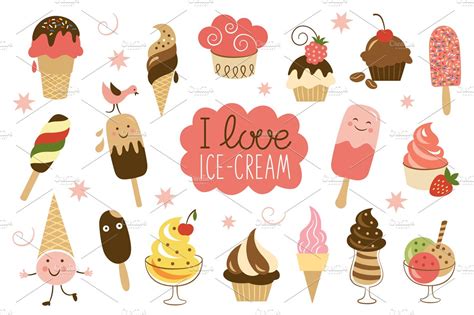 I Love Ice Cream Decorative Illustrations ~ Creative Market