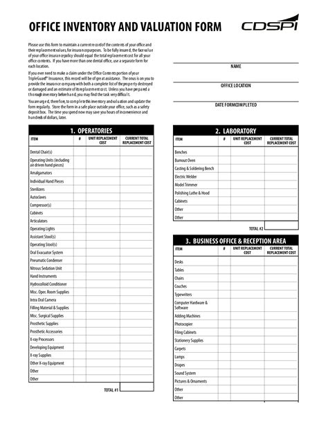 office inventory form templates  allbusinesstemplatescom