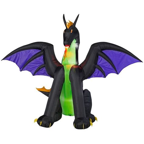 Gemmy Halloween Inflatable 6 Ft Lighted Dragon With Flaming Mouth