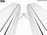 Towers Pages Twin Malaysia Coloring Drawing Lumpur Kuala Colouring Petronas Kids Landmarks Famous Singapore Teaching Sketch Techniques Global Architecture Drawings sketch template