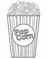 Popcorn Aufschrift Vektorbild Färbung Gestreifte Papiertüte Illustrationen sketch template