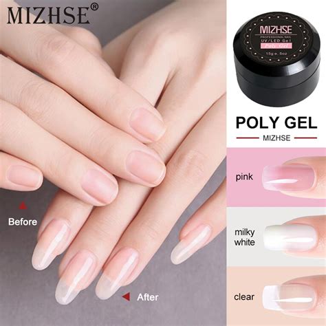 mizhse ml polygel nail acrylic poly gel pink white clear nail builder gel polish varnish