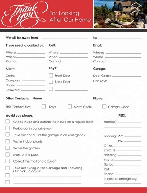 browse  image  house sitter checklist template checklist