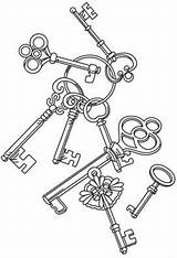 Key Coloring Skeleton Keys Pages Steampunk Designs Printable Embroidery Color Colouring Adult Getcolorings Choose Board Getdrawings Unique Tattoos Over sketch template