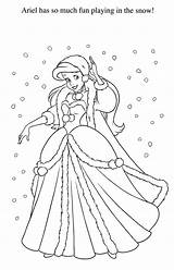 Coloring Ariel Pages Christmas Disney Princess Mermaid Colouring Kids Printable Baby Winter Sheets Little Belle Rapunzel Adult Melody Color Colors sketch template