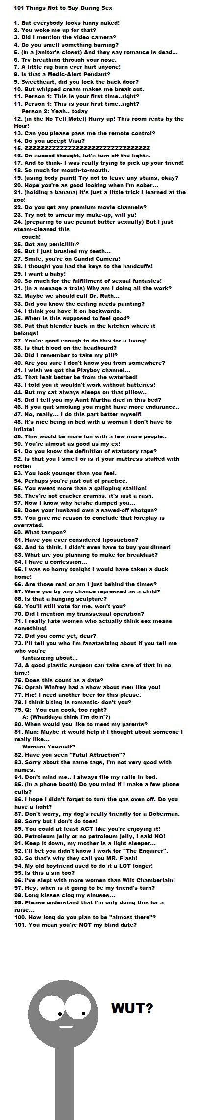 101 things not to say during sex