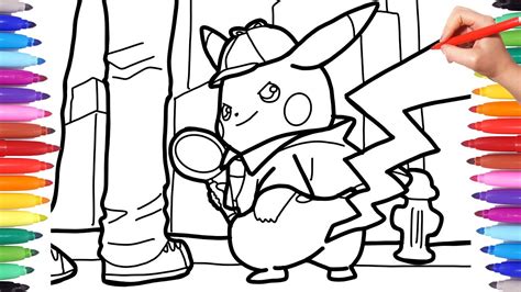 detective pikachu coloring pages  kids   draw pokemon