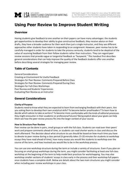 peer review  improve student writing