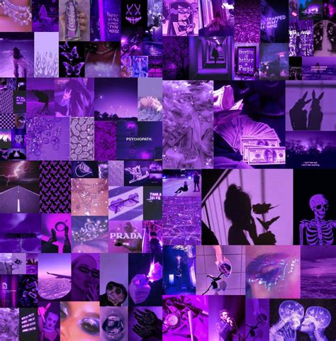 Purple Euphoria Aesthetic Photo Collage Kit Baddie Purple Etsy Uk