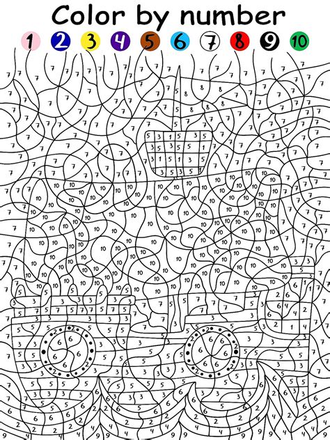 colour  numbers coloring pages