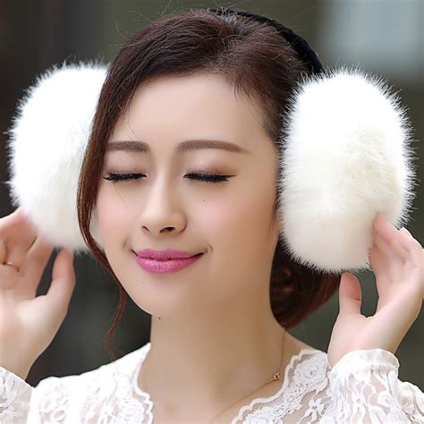 2016 Hot Selling Women Faux Rabbit Fur Pearl Earmuffs Girls Cute Plush