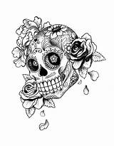 Tattoo Squelette Adulte Skulls Calaveras Mexicanas Ink Caveira Tenerte Cabecita Voy Exclusif Colouring Muertos Imprimé sketch template