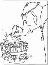 Dumbo Coloring Pages Bathing Jumbo Printable sketch template