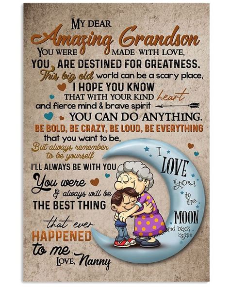 Grandma To Grandson Vertical Poster In 2020 Grandson Birthday Quotes