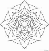 Mandala Flower Simple Coloring Lotus Pages Hdimagelib sketch template