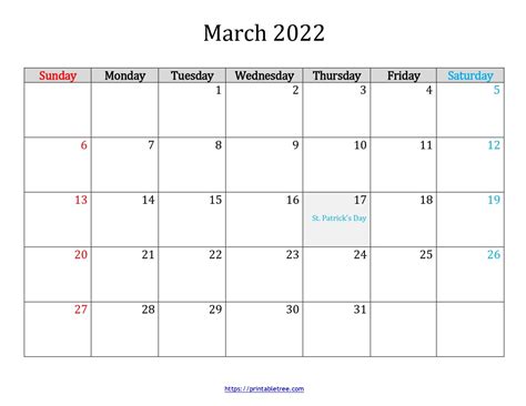 printable calendar  march