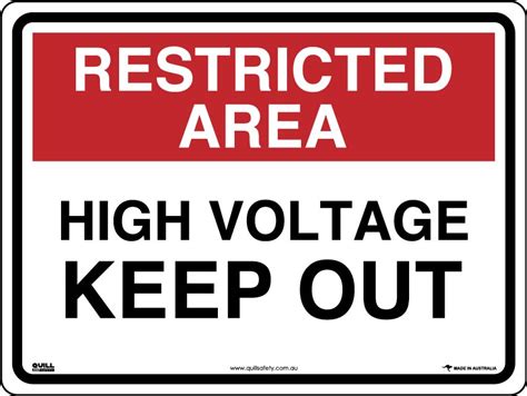 restricted area signs high voltage   quill safety