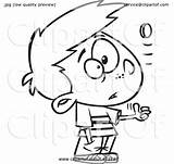 Tossing Coin Cartoon Boy Illustration Clipart Royalty Toonaday Lineart Vector Clip sketch template