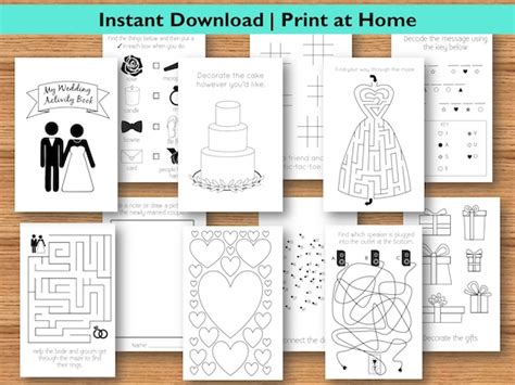 kids wedding activity book printable  etsy