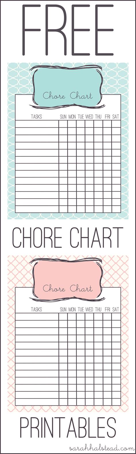 chore chart  printable chore chart kids chores  kids