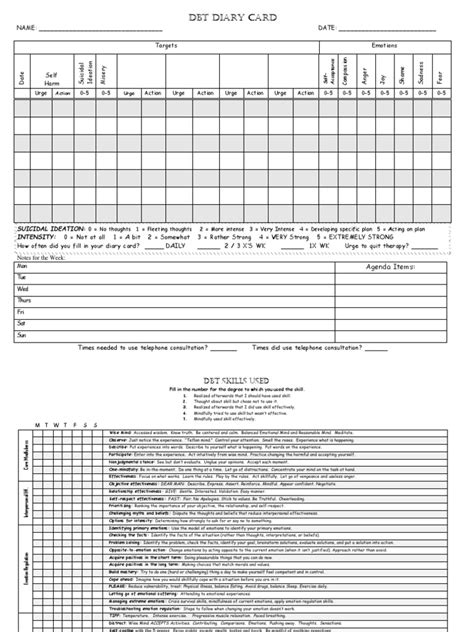 dbt diary card excel shirly barksdale