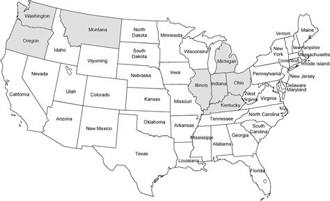 mapa de estados unidos con nombres capitales estados para colorear
