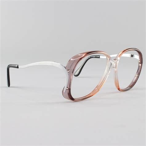 vintage 70s glasses oversized eyglasses frame clear beige etsy