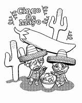 Mayo Cinco Coloring Pages Mexican Chili Eat Two Color sketch template