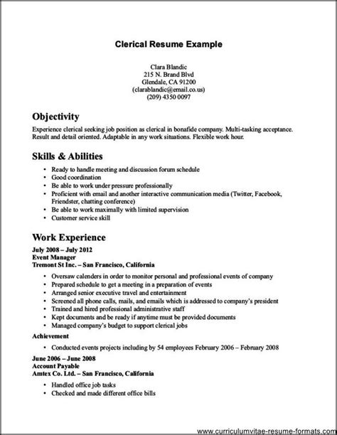 office clerical resume  samples examples format resume