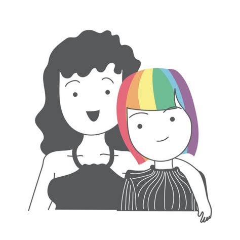 drawing of a cute lesbian couple illustrations royalty free vector