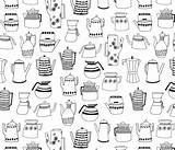 Coffee Coloring Illustration Book Teapot Tea Pots Kitchen Towel Drawn Hand Spoonflower Fabrics Andrea Lauren Fabric Original sketch template