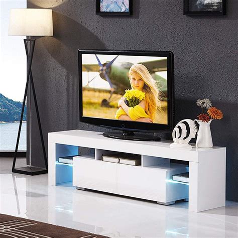 modern tv stand  led light wood television stand media storage