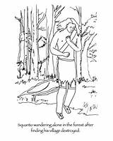 Squanto Coloring Pages Thanksgiving Book Colouring Wampanoag First Native Sad Ship Story Choose Board sketch template