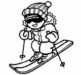Skiing Boy Coloring Little Ski Sports Gif sketch template