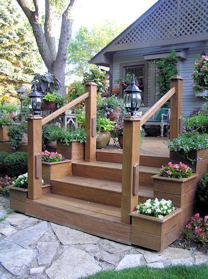 Outdoor Steps Flower Planters Building Deck Stairs Handrails For