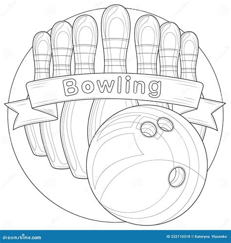 bowlingcoloring book antistress  children  adults stock vector