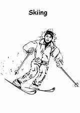 Coloring Skiing Athlete sketch template