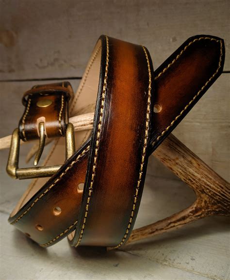 handmade fully lined leather belt  removable buckle ships