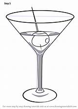 Martini Draw Drawing Drinks Step Dibujo Line Tutorials Drawingtutorials101 Wine Food Cocteles Dibujos Barman sketch template