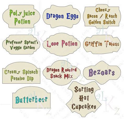 harry potter party food labels harry potter birthday party etsy