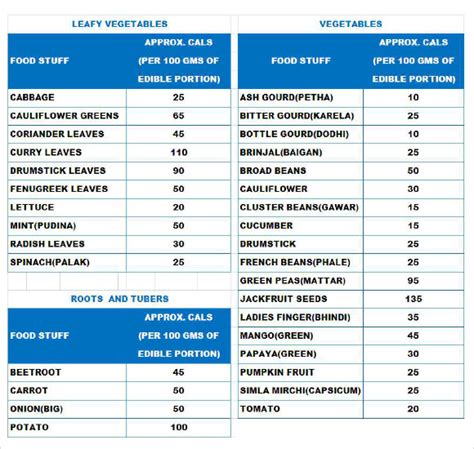 sample food calorie chart templates sample templates