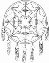 Native Coloring American Pages Kids Dreamcatcher sketch template