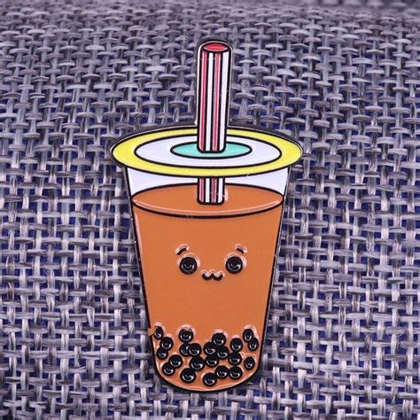 boba milk tea brooch cute bubble tea badge drink pin asian pop culture
